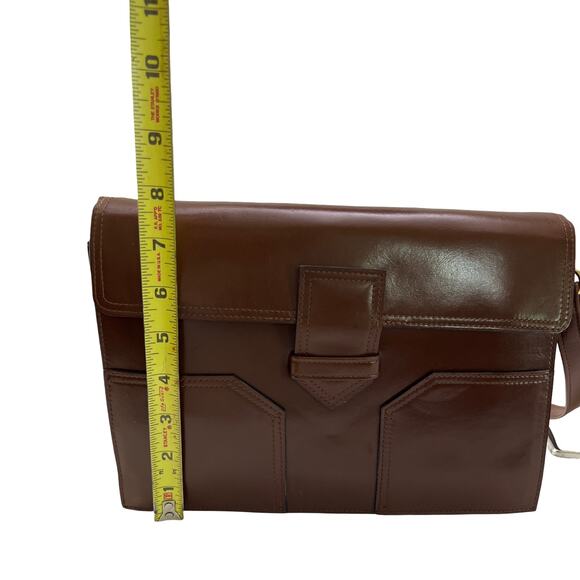 Vintage Yves Saint Laurent Brown Leather Shoulder Bag Model DE 3133 BR 1970-80s - Picture 15 of 16